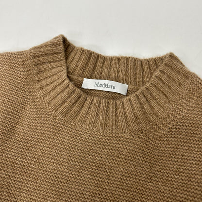 Max Mara Max Mara 2313661733 Camel 100% Cashmere Cropped Crew-Neck Knit Top