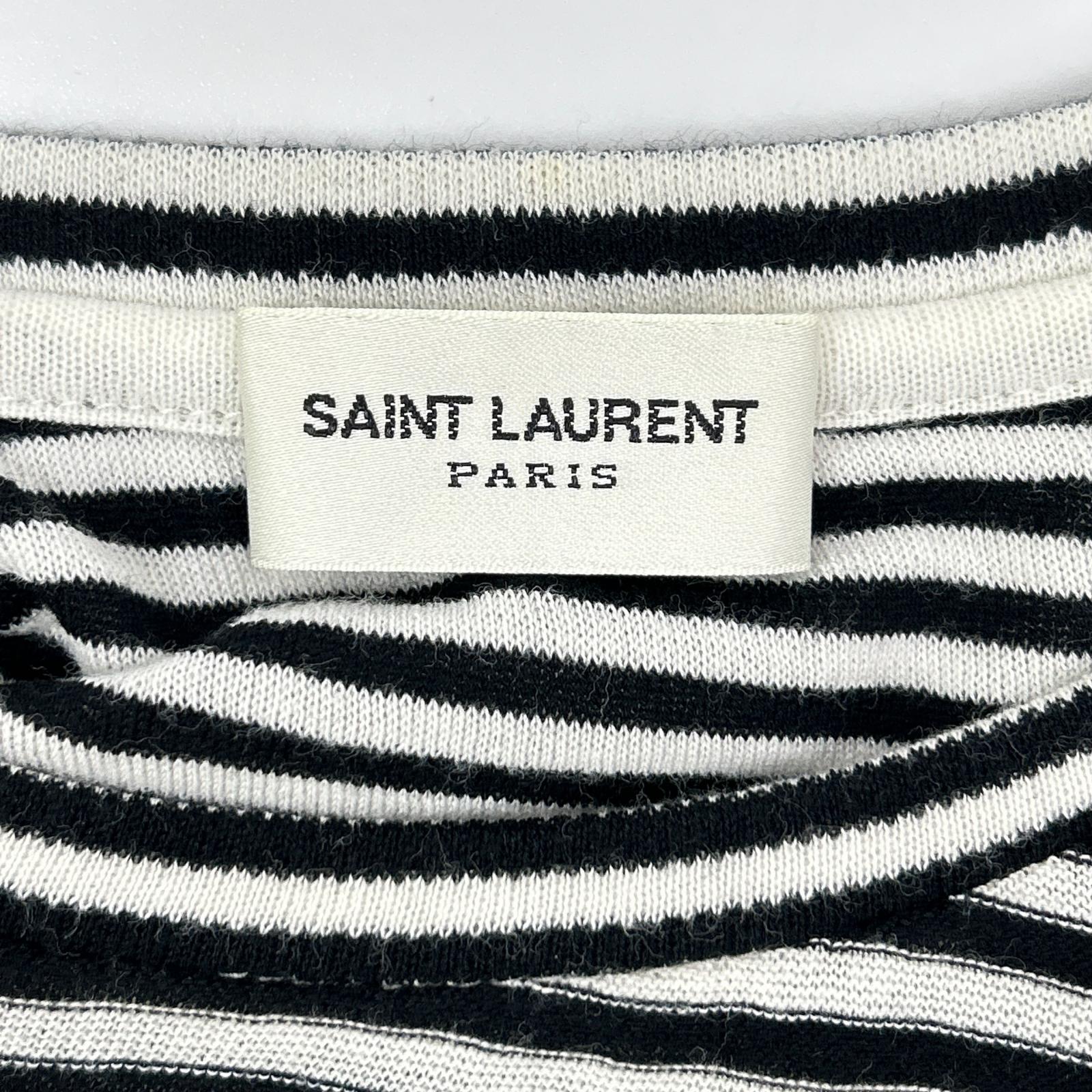 SAINT LAURENT PARIS 【Official domestic item】512444 striped logo short-sleeve T-shirt top
