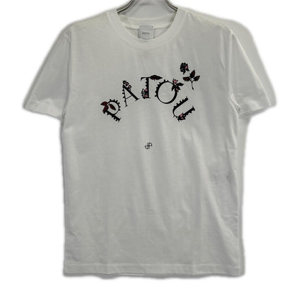PATOU Patou JE0889999001W White Organic Cotton Floral Patou Curve Logo T-Shirt Top