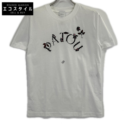 PATOU パトゥ JE0889999001W ホワイト オーガニックコットン製フローラルパトゥカーブロゴTシャツ トップス