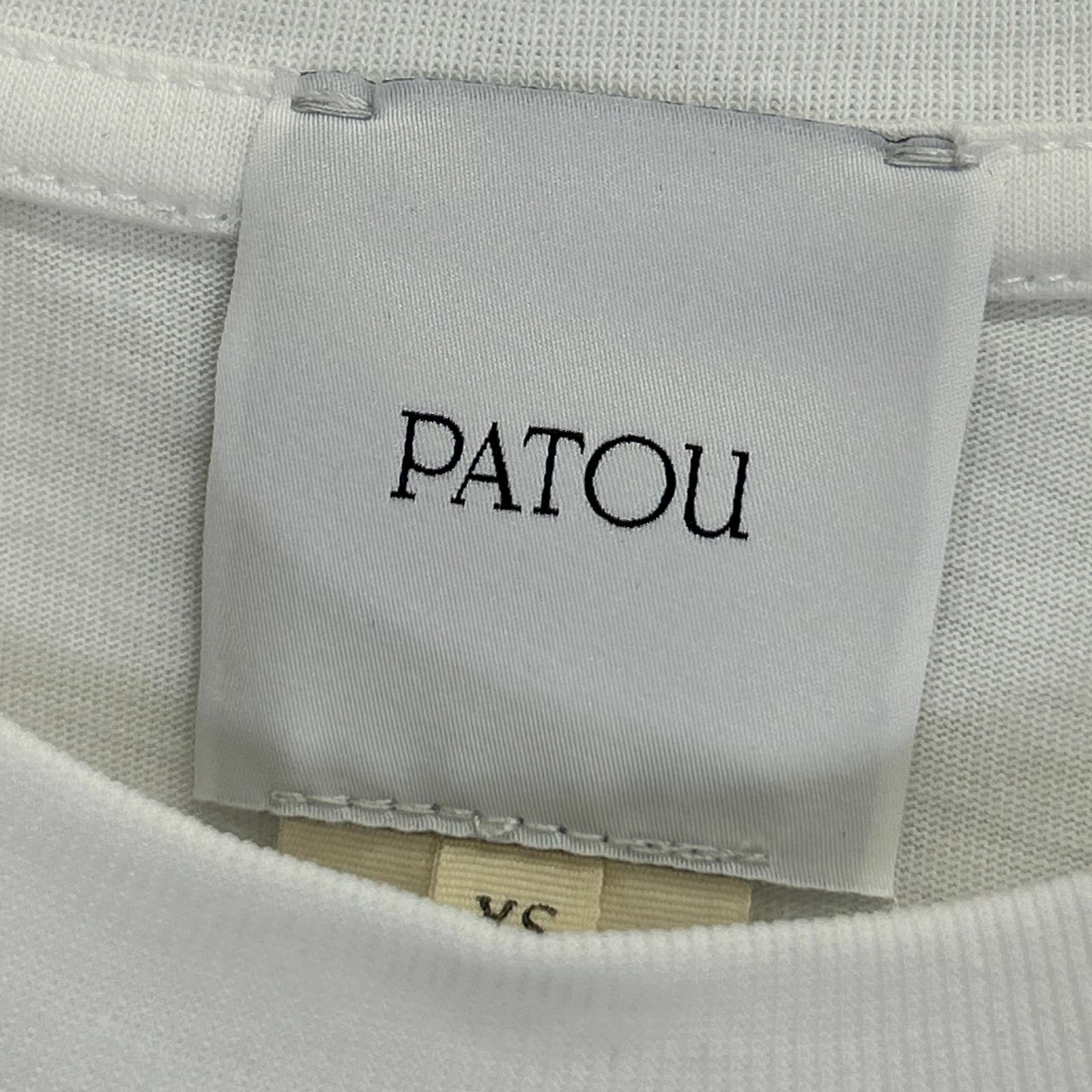 PATOU パトゥ JE0889999001W ホワイト オーガニックコットン製フローラルパトゥカーブロゴTシャツ トップス