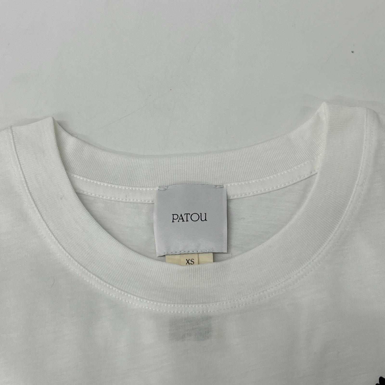 PATOU パトゥ JE0889999001W ホワイト オーガニックコットン製フローラルパトゥカーブロゴTシャツ トップス