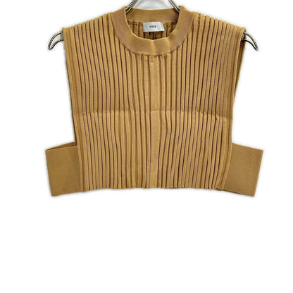 HYKE ハイク 232-11338 23AW キャメル WIDE RIBBED CROPPED VEST リブクロップドニットベスト ベスト