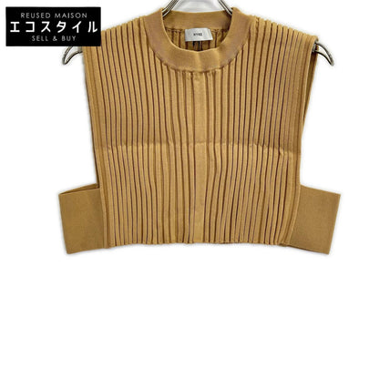 HYKE ハイク 232-11338 23AW キャメル WIDE RIBBED CROPPED VEST リブクロップドニットベスト ベスト