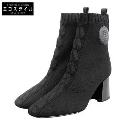 HERMES エルメス 新品同様 JENNA 60/ジェナ エクスリブリス ニットブーティ/ブーツ シューズ レディース 黒 ブラック 37 シューズ