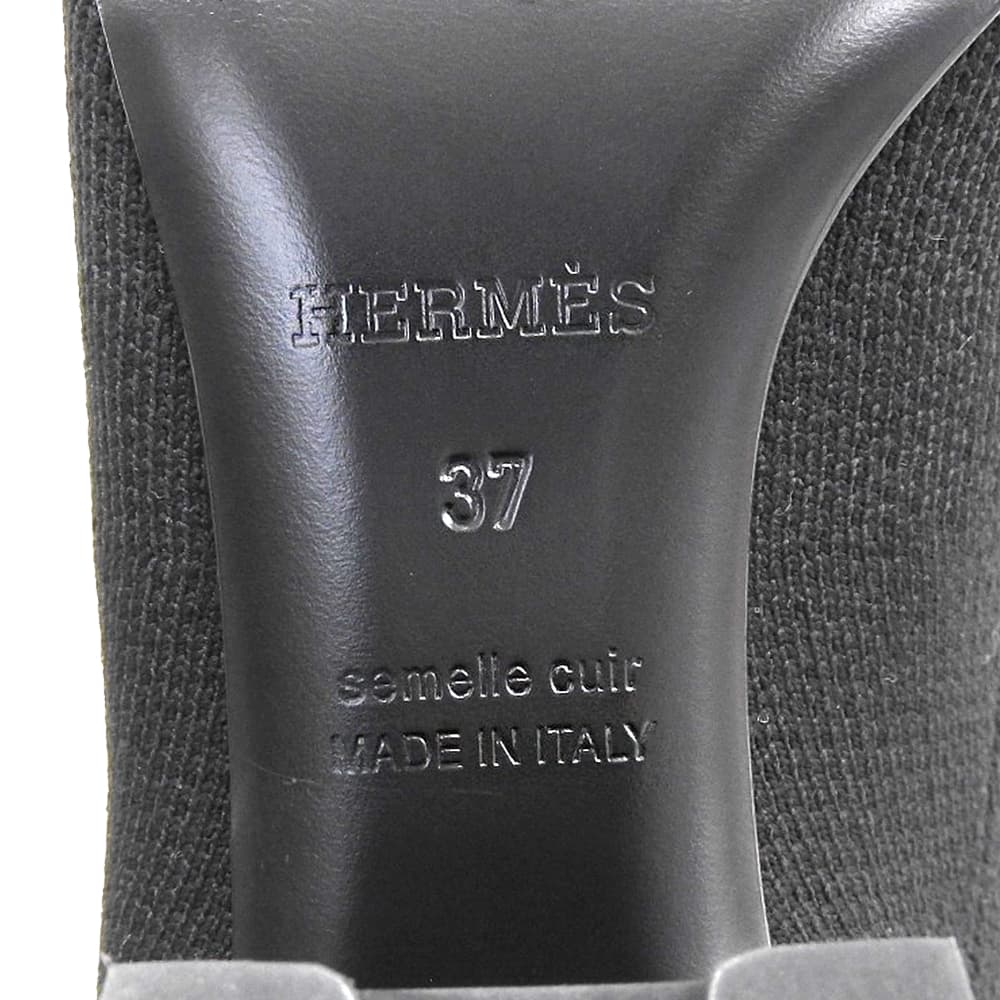 HERMES エルメス 新品同様 JENNA 60/ジェナ エクスリブリス ニットブーティ/ブーツ シューズ レディース 黒 ブラック 37 シューズ