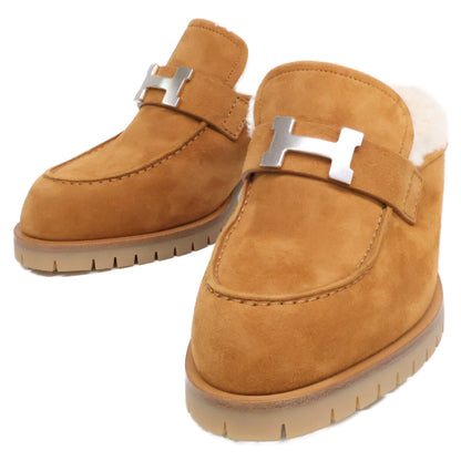 HERMES Hermès Shearling Boa Suede Flor 60 Mules