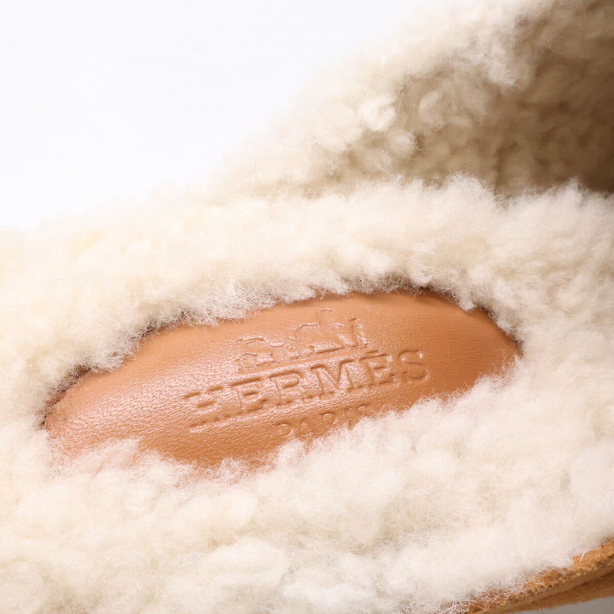 HERMES Hermès Shearling Boa Suede Flor 60 Mules