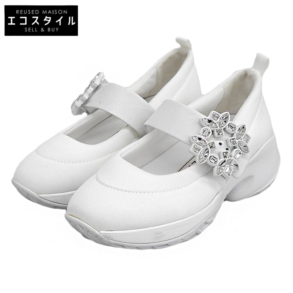 RogerVivier ロジェヴィヴィエ 美品 ヴィヴランストラスバックス バレリーナスニーカー メリージェーン シューズ レディース 白 36 1/2 シューズ