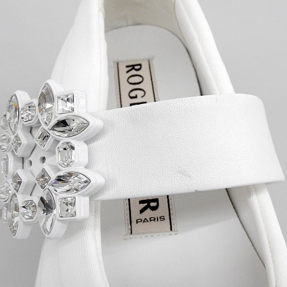 RogerVivier ロジェヴィヴィエ 美品 ヴィヴランストラスバックス バレリーナスニーカー メリージェーン シューズ レディース 白 36 1/2 シューズ
