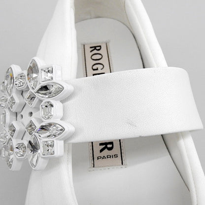 RogerVivier ロジェヴィヴィエ 美品 ヴィヴランストラスバックス バレリーナスニーカー メリージェーン シューズ レディース 白 36 1/2 シューズ