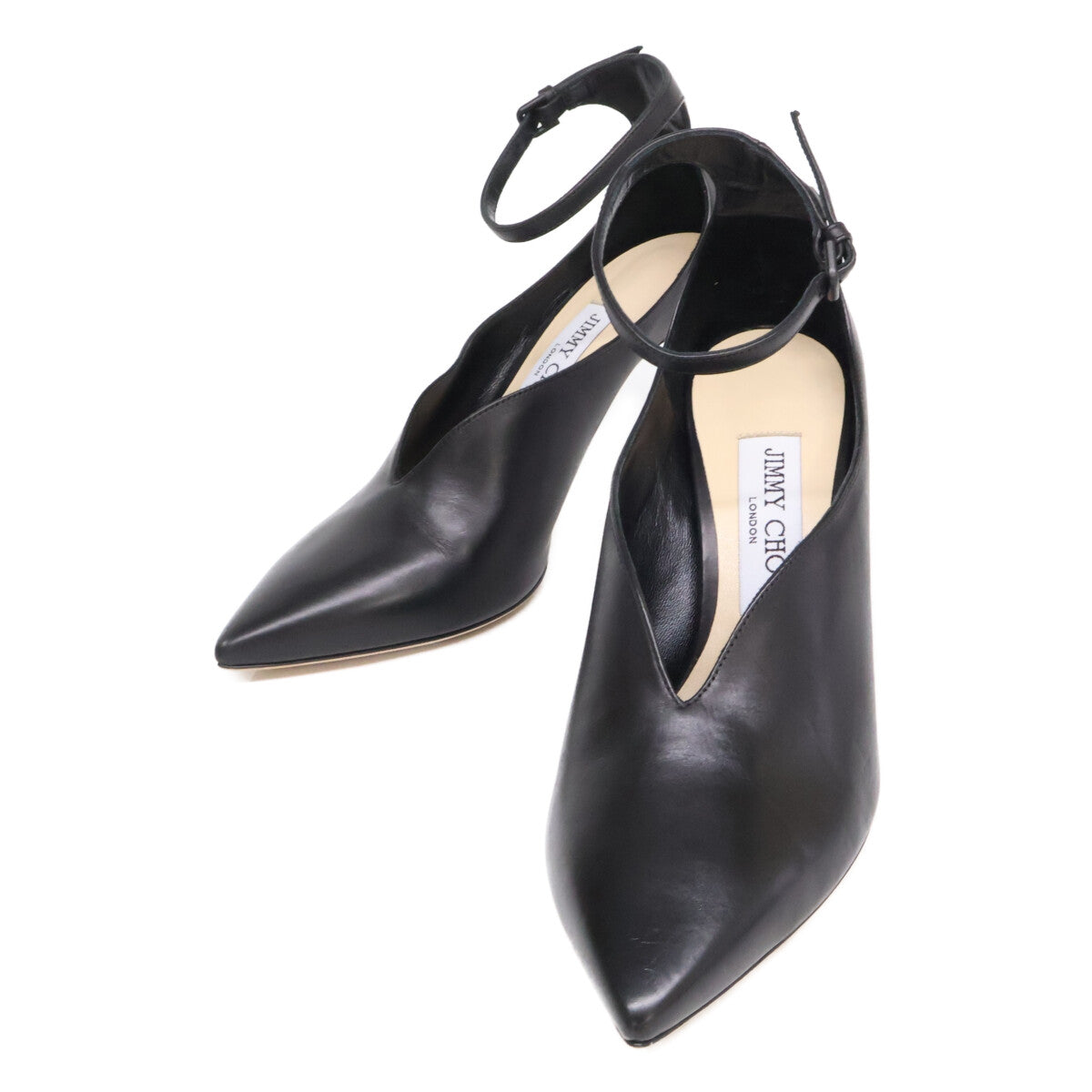 JIMMY CHOO ジミーチュウ 【新品同様】Sonia 85 レザー アンクルストラップ ポインテッドトゥ パンプス シューズ