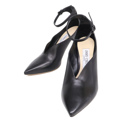 JIMMY CHOO ジミーチュウ 【新品同様】Sonia 85 レザー アンクルストラップ ポインテッドトゥ パンプス シューズ