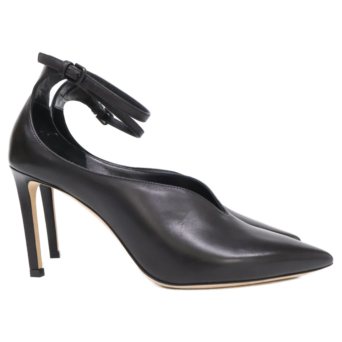 JIMMY CHOO ジミーチュウ 【新品同様】Sonia 85 レザー アンクルストラップ ポインテッドトゥ パンプス シューズ