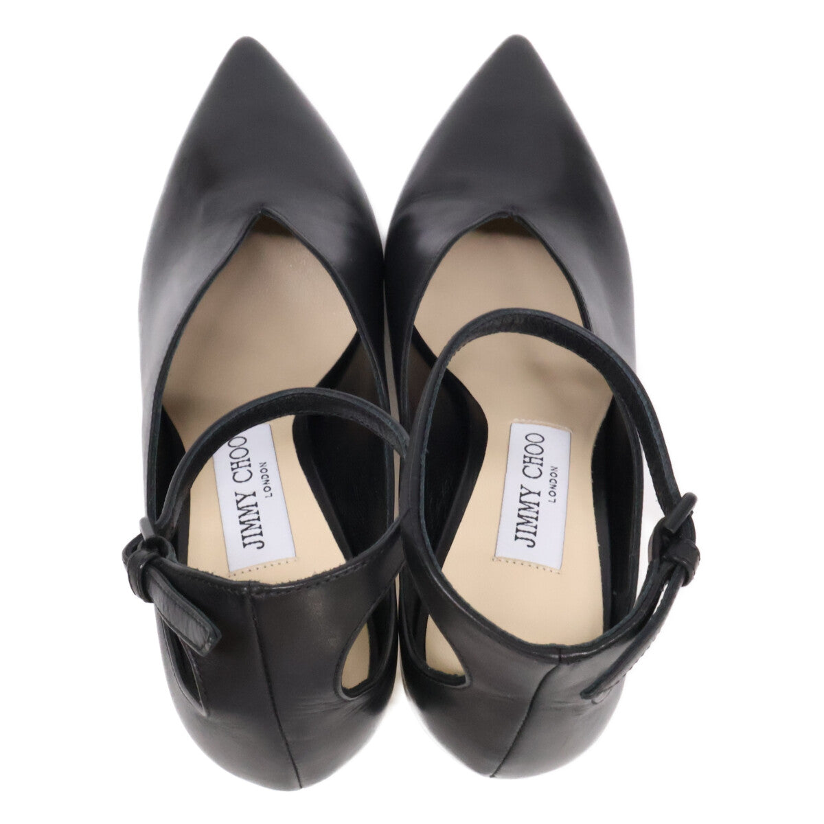 JIMMY CHOO ジミーチュウ 【新品同様】Sonia 85 レザー アンクルストラップ ポインテッドトゥ パンプス シューズ