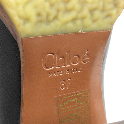 Chloe クロエ 美品 レザー ヒールアンクルブーツ シューズ レディース 黒 ブラック 37 シューズ