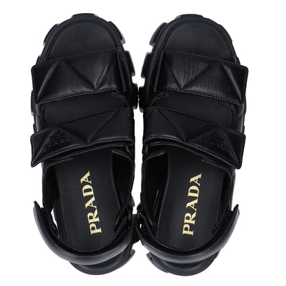 PRADA プラダ 【美品】モノリス トライアングルロゴ キルティング ベルクロストラップ サンダル シューズ