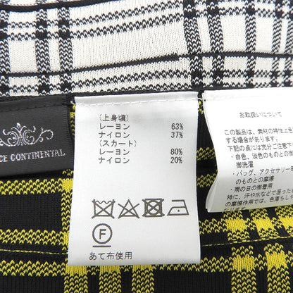 GRACE CONTINENTAL グレースコンチネンタル 美品 レーヨン混 チェックプリーツニットワンピース レディース 黒×黄×白 36 19333083 ワンピース