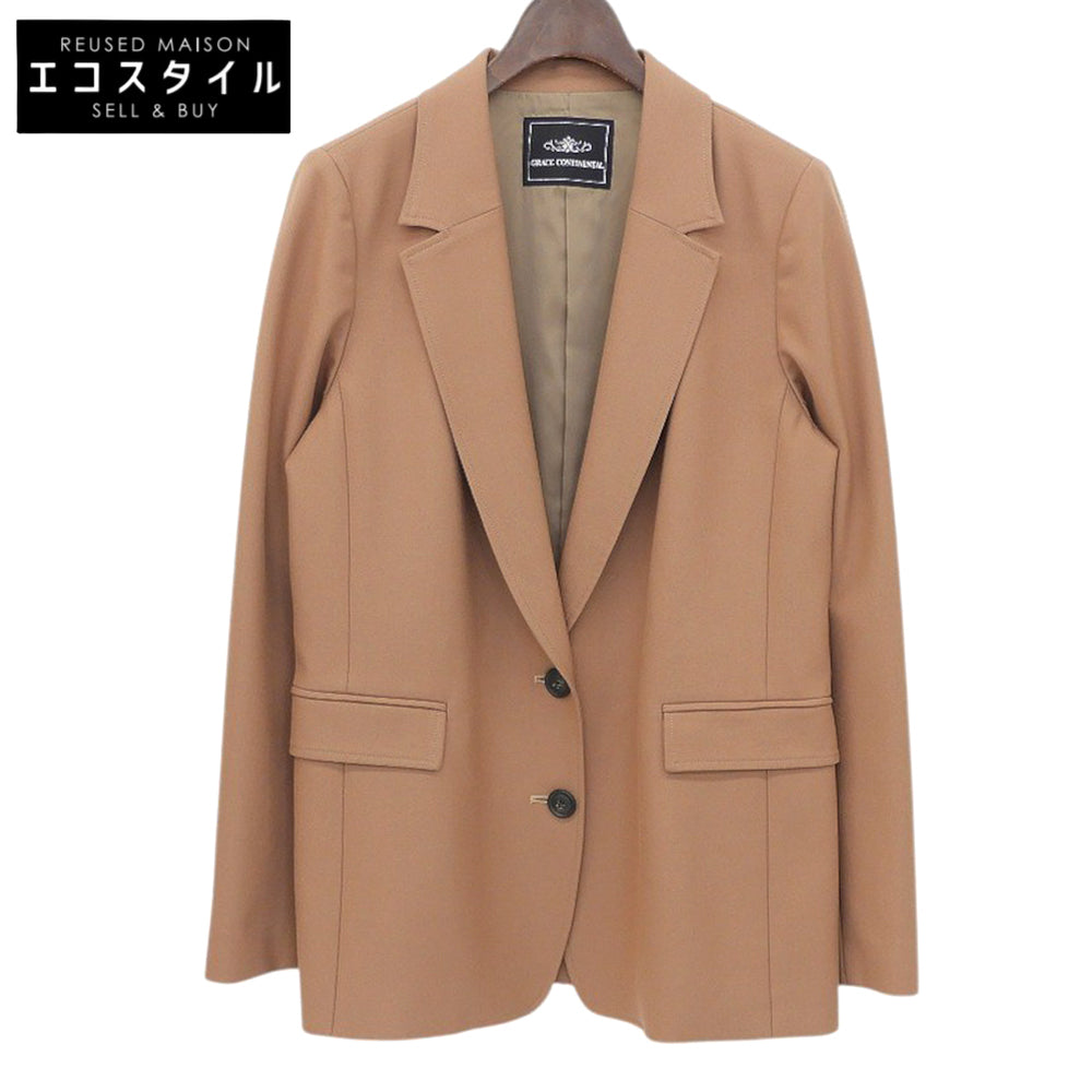 GRACE CONTINENTAL グレースコンチネンタル 美品 レーヨン混 2Bテーラードスリムジャケット レディース ブラウン 36 19401194 ジャケット