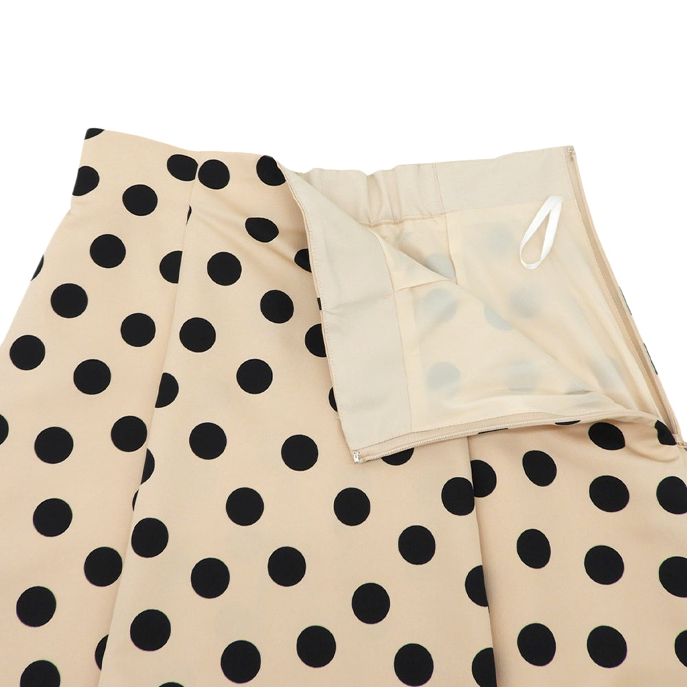 ANAYI アナイ 美品 グログラン ドット ハイウエスト スカート レディース ポリエステル ベージュ×ブラック 38 10231711090 スカート