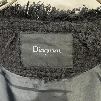 Diagram ダイアグラム 【美品】0323101071 オーバーシルエット フリンジ チェーン ツイード ジャケット