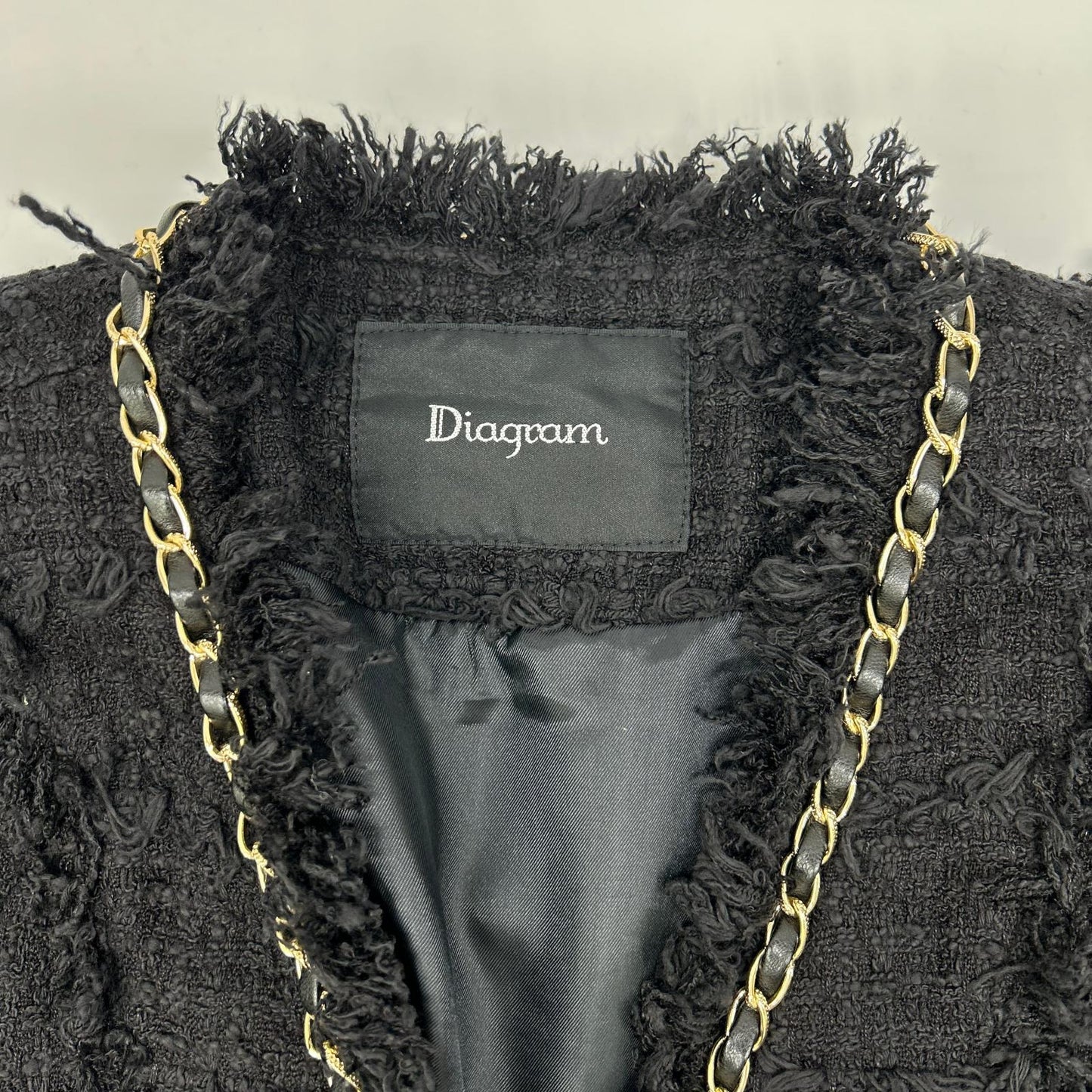 Diagram [Excellent condition] 0323101071 Oversized fringe chain tweed jacket
