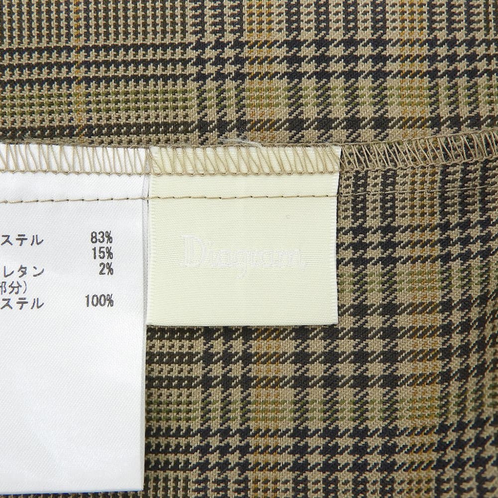 Diagram ダイアグラム 美品 グレンチェック フロントタック ハイウエストワイドパンツ2 ボトムス レディース ベージュ系 38 0323311353 ボトムス