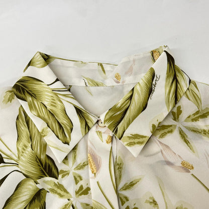 Diagram Diagram 0323131129 Ecru Polyester Pleated Anthurium-Print Belted Dress Dress
