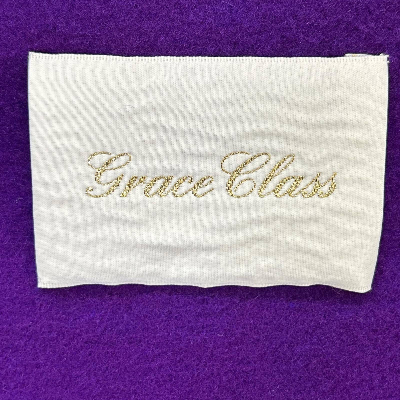 Grace Class グレースクラス 0220461039 パープル ウールビーバー フェイクファーベルテッドロングコート コート