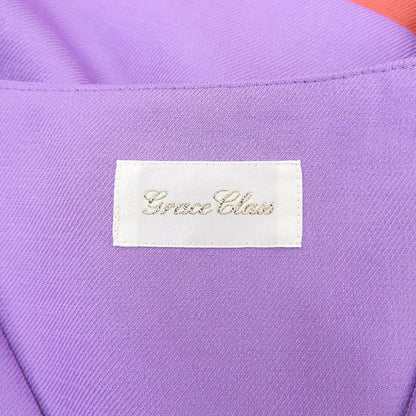 Grace Class グレースクラス 美品 ラッフルスリーブ リネンタッチバイカラーワンピース レディース パープル×レッド 38 0223231150 ワンピース