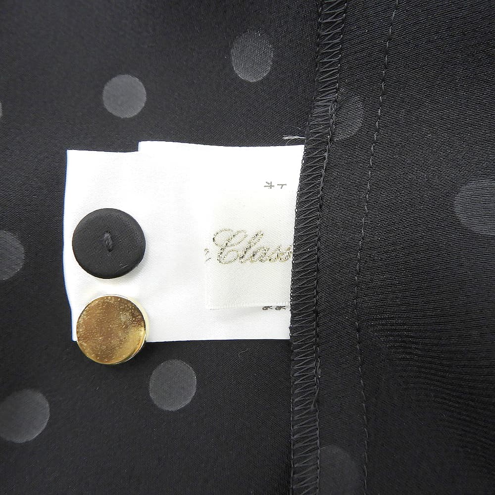 Grace Class グレースクラス 美品 サテンライク ドットプリント ベルテッドシャツワンピース レディース ブラック 36 0221435256 ワンピース