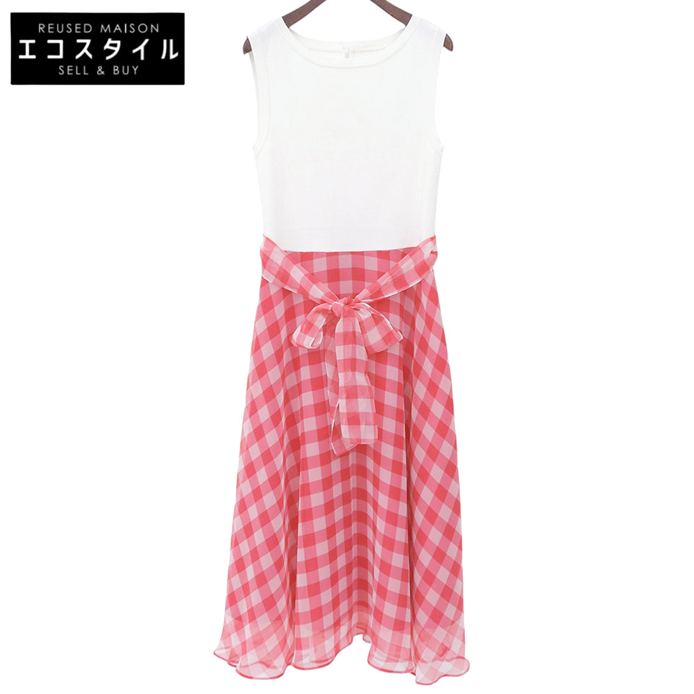 Grace Class グレースクラス 美品 シアー ギンガムチェック コンビワンピース レディース ホワイト×ピンク 36 0223231051 ワンピース