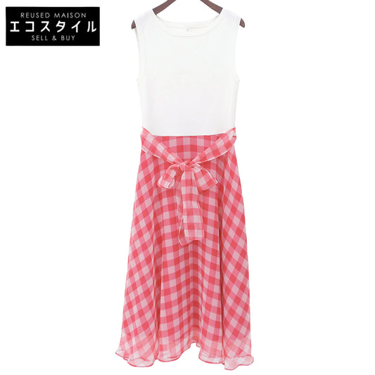 Grace Class グレースクラス 美品 シアー ギンガムチェック コンビワンピース レディース ホワイト×ピンク 36 0223231051 ワンピース