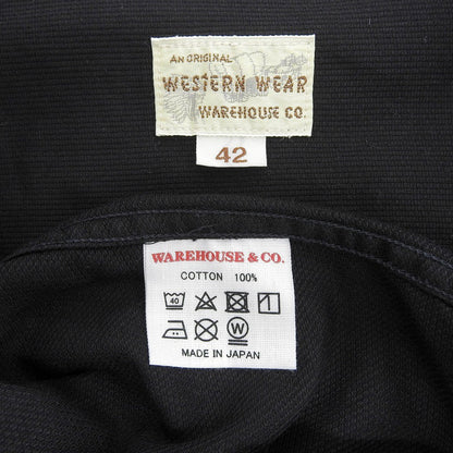 WAREHOUSE ウエアハウス 【WESTERN WEAR】 コットン シェルボタン ウエスタンシャツ トップス メンズ 黒 ブラック 42 トップス