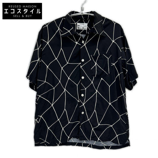 NEXUSVII. ネクサスセブン ブラック レーヨン SPIDER-WEB HAWAIIAN SHIRT オープンカラーシャツ トップス