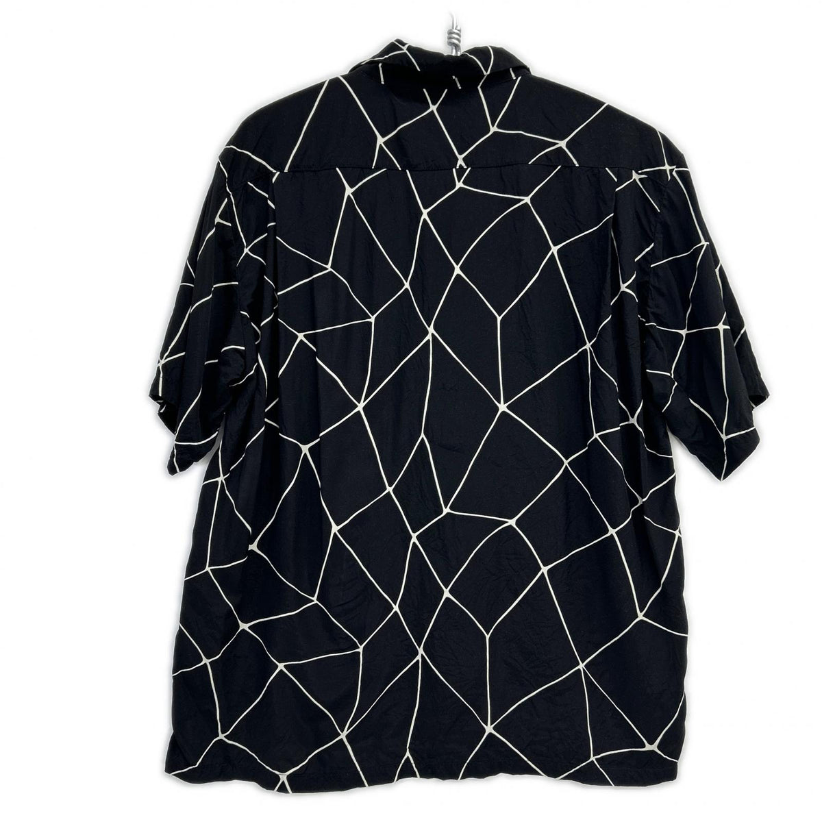 NEXUSVII. NexusVII. black rayon SPIDER-WEB HAWAIIAN SHIRT open-collar shirt top