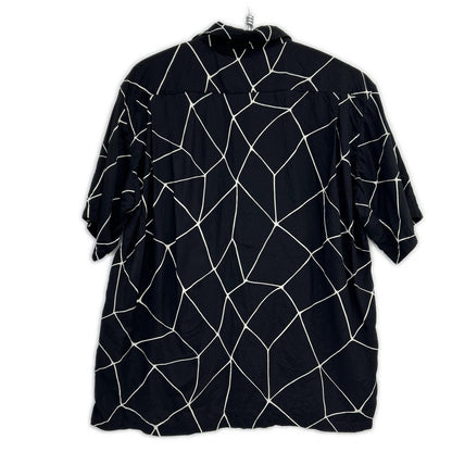 NEXUSVII. NexusVII. black rayon SPIDER-WEB HAWAIIAN SHIRT open-collar shirt top