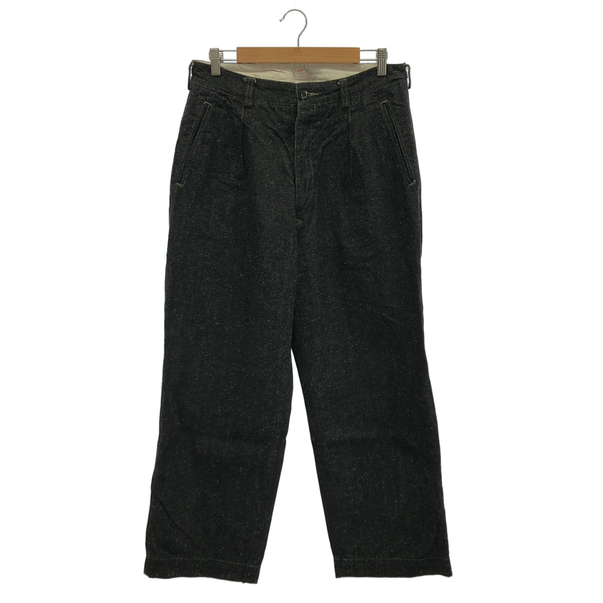 OUTIL PANTALON MELLE Black Cotton-Hemp Denim Military Chino Trousers Bottoms