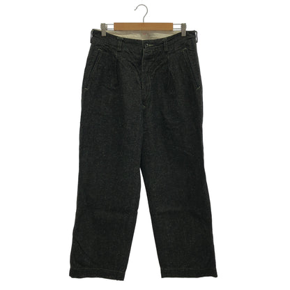OUTIL PANTALON MELLE Black Cotton-Hemp Denim Military Chino Trousers Bottoms