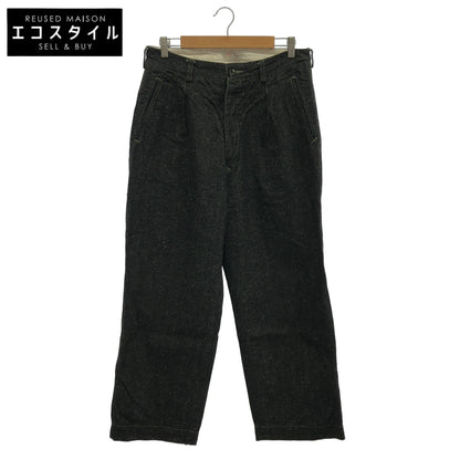 OUTIL PANTALON MELLE Black Cotton-Hemp Denim Military Chino Trousers Bottoms
