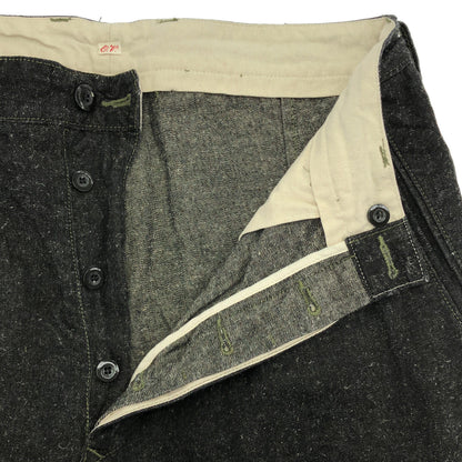 OUTIL PANTALON MELLE Black Cotton-Hemp Denim Military Chino Trousers Bottoms