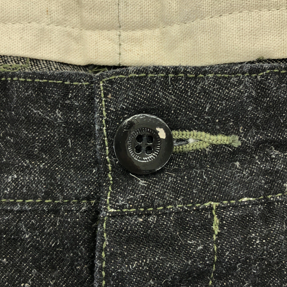 OUTIL PANTALON MELLE Black Cotton-Hemp Denim Military Chino Trousers Bottoms