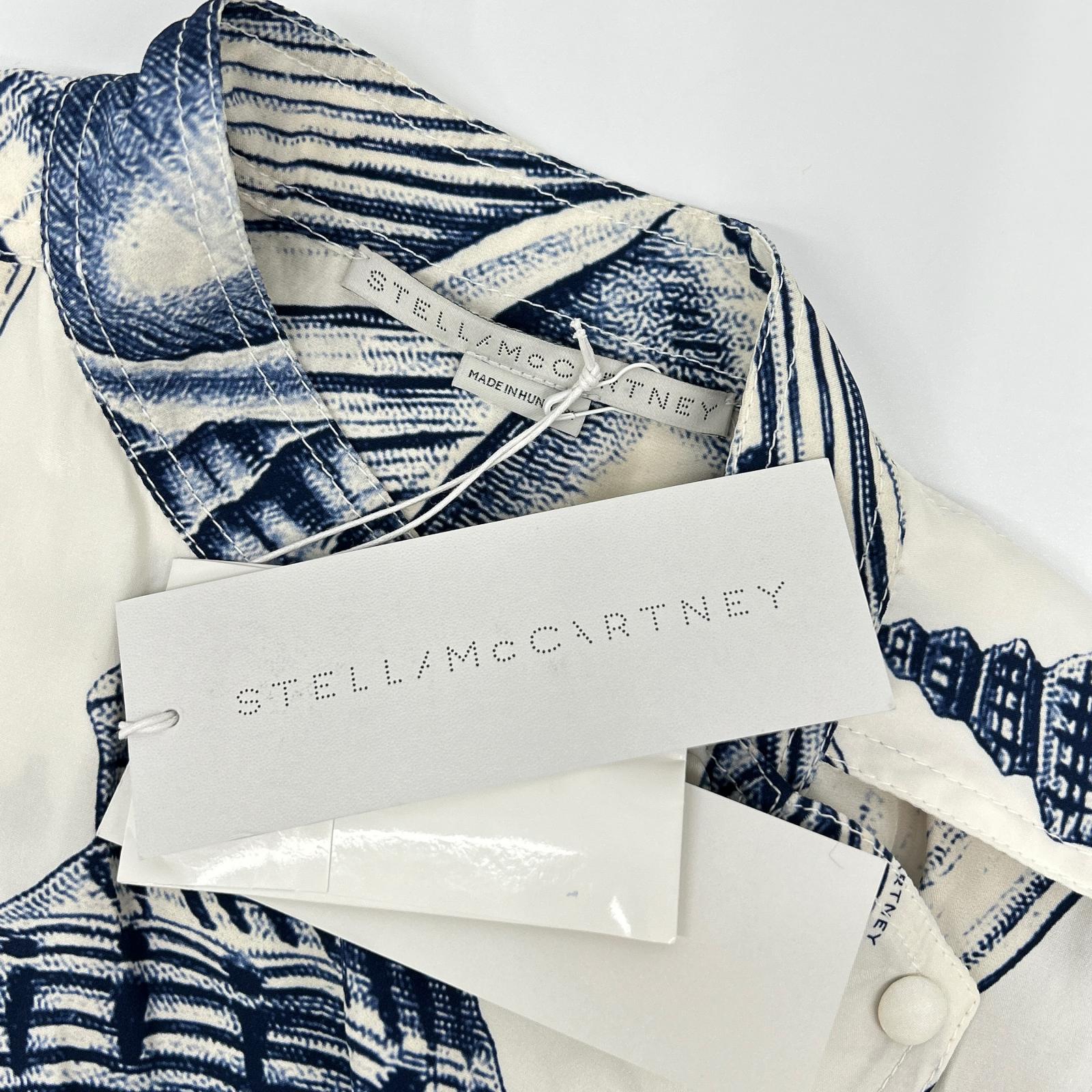 STELLA McCARTNEY ステラマッカートニー 603079 ホワイト×ブルー 貝殻プリント ノースリーブ ワンピース ワンピース