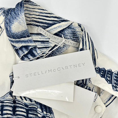 STELLA McCARTNEY ステラマッカートニー 603079 ホワイト×ブルー 貝殻プリント ノースリーブ ワンピース ワンピース