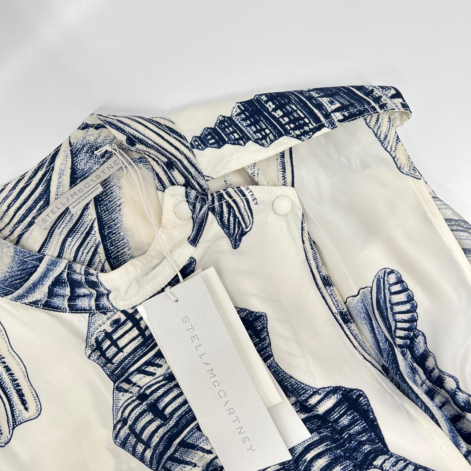 STELLA McCARTNEY ステラマッカートニー 603079 ホワイト×ブルー 貝殻プリント ノースリーブ ワンピース ワンピース
