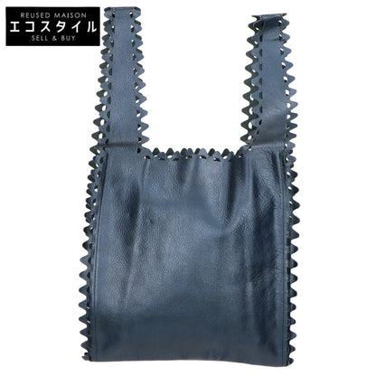 LUDLOW ラドロー ネイビー レザー スカラップ ショッピングバッグ ハンドバッグ