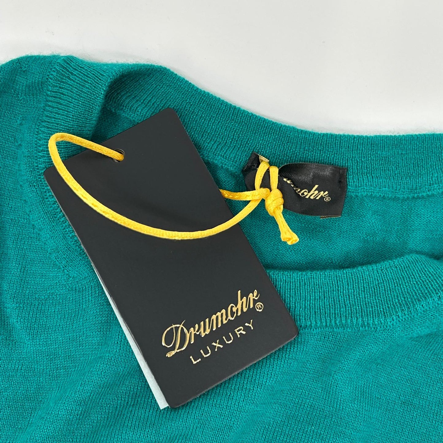 Drumohr ドルモア グリーン カシミヤ100 クルーネック プルオーバーニット トップス