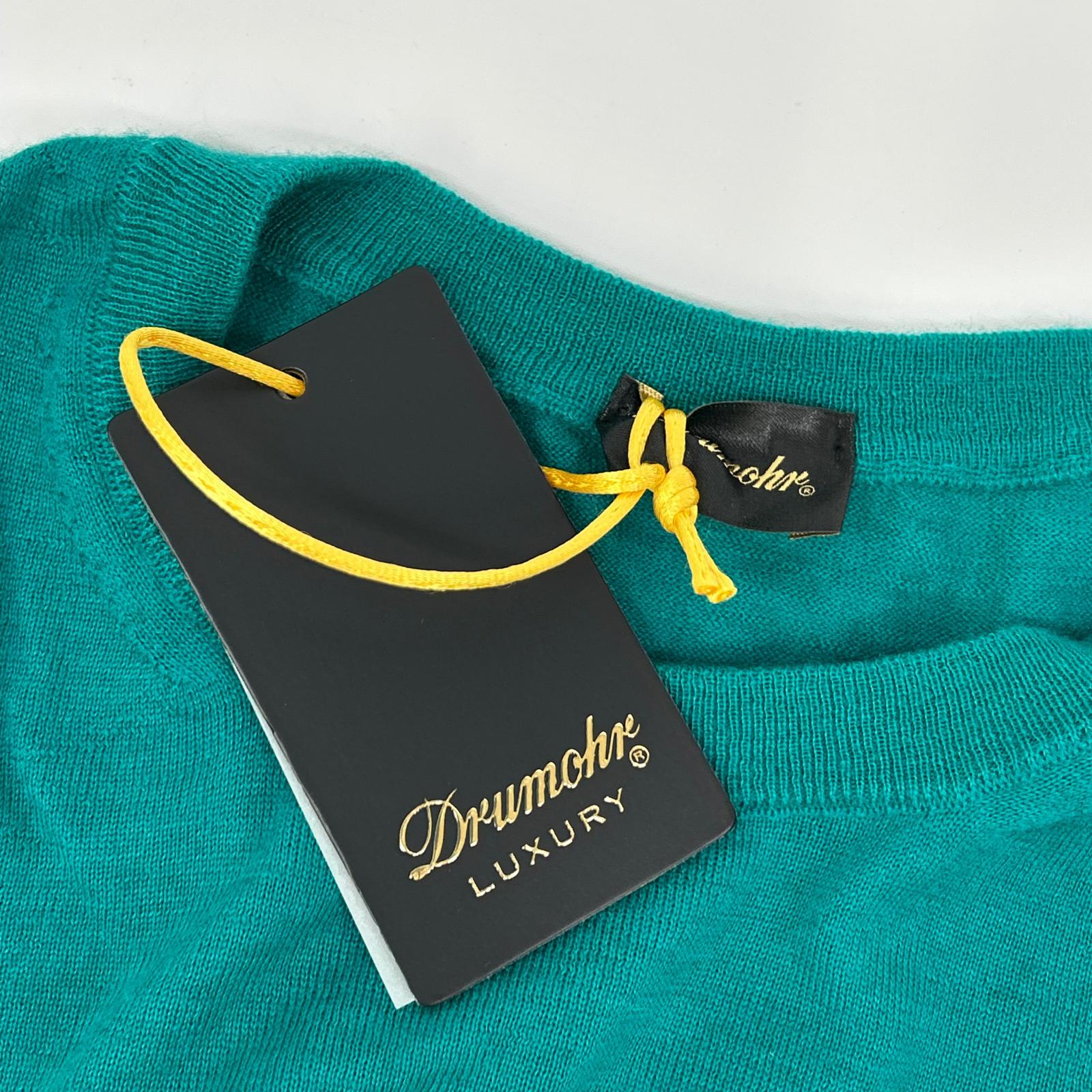 Drumohr ドルモア グリーン カシミヤ100 クルーネック プルオーバーニット トップス