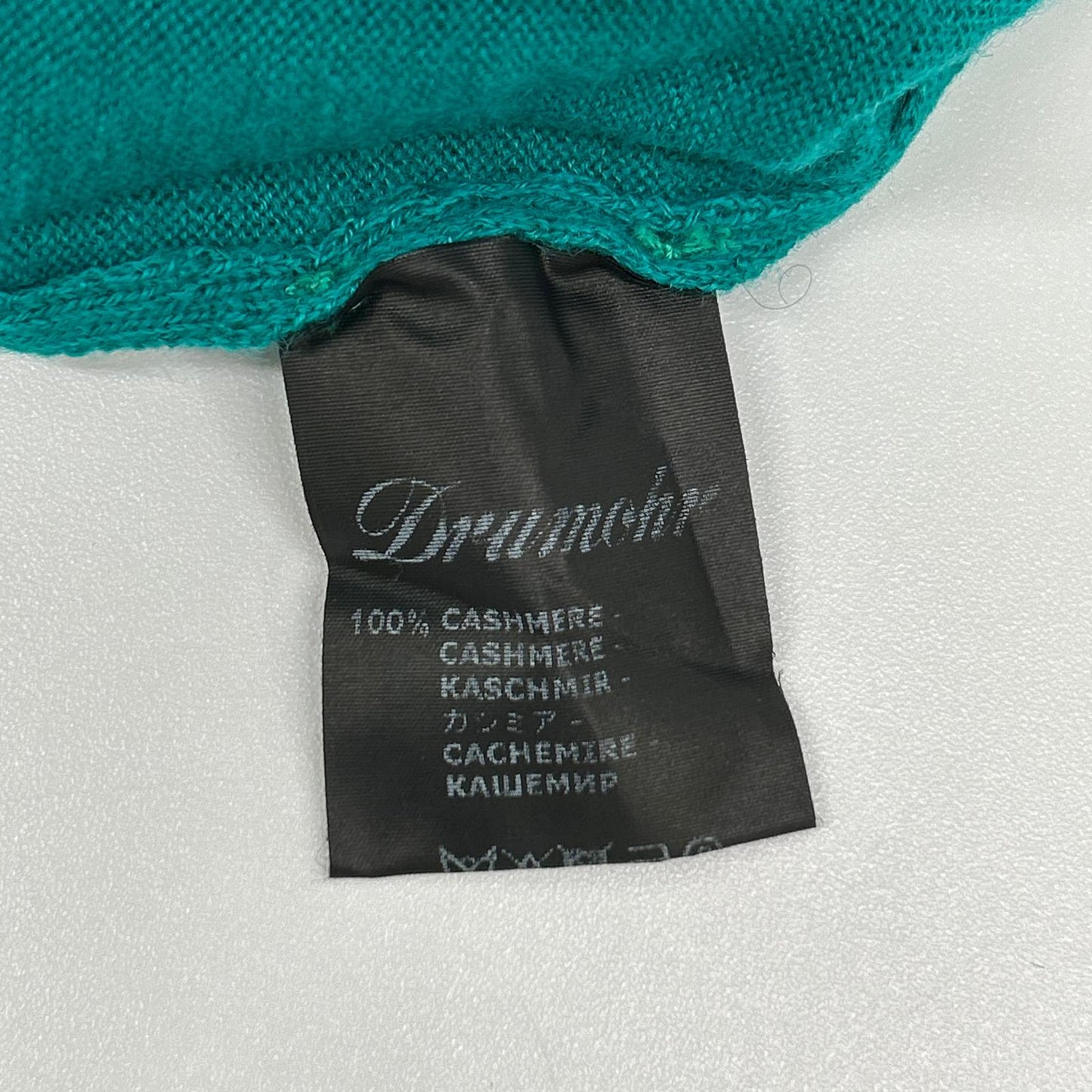 Drumohr ドルモア グリーン カシミヤ100 クルーネック プルオーバーニット トップス