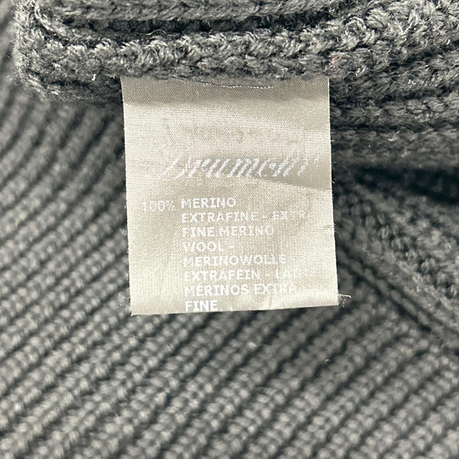 Drumohr ドルモア ブラック×イエロー ネック切り替え ウールプルオーバーニット トップス